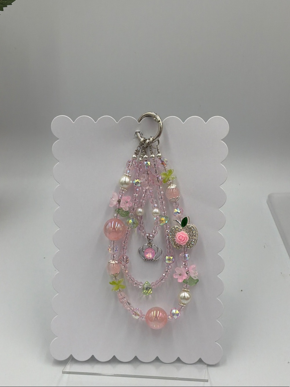 Pink Floral Beaded Charm